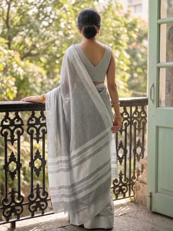 Grey_Linen_Premium_Saree_For_Women