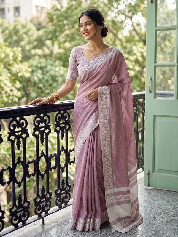 Yellow_Linen_Premium_Saree_For_Women