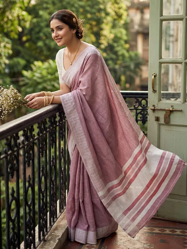 Yellow_Linen_Premium_Saree_For_Women