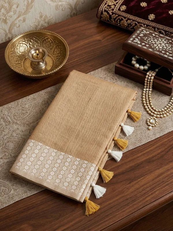 Mustard_Beige_Linen_Woven_Ethnic_Saree_For_Women