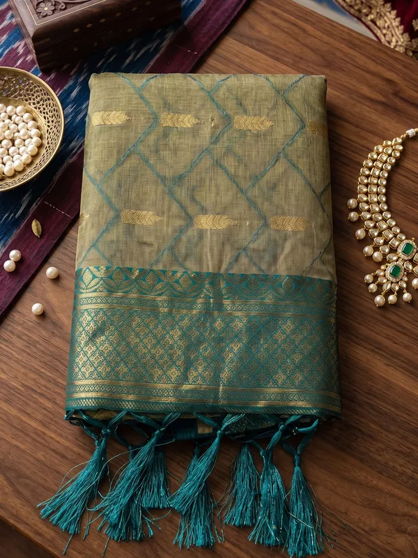 Mustard_Yellow_Tissue_Silk_Woven_Saree_For_Women