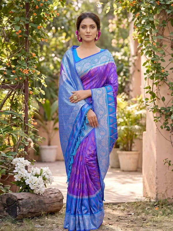 Violet_Pochampalli_Silk_Ikkat_Saree_For_Women