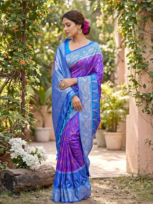 Violet_Pochampalli_Silk_Ikkat_Saree_For_Women