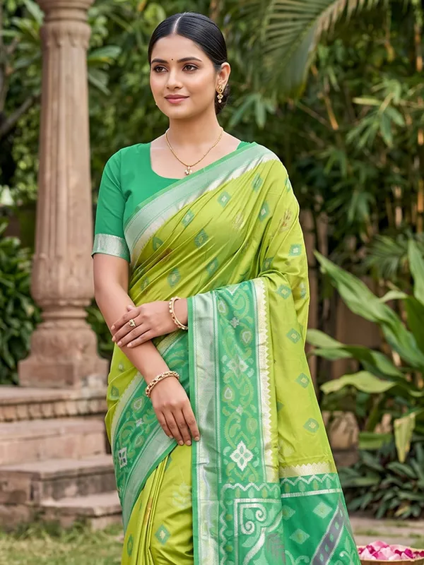 Light_Green_Silk_Pochampalli_Ikkat_Saree_For_Women