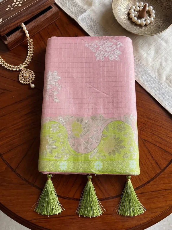 Peach_Mehendi_Green_Cotton_Silk_Festive_Saree_For_Women