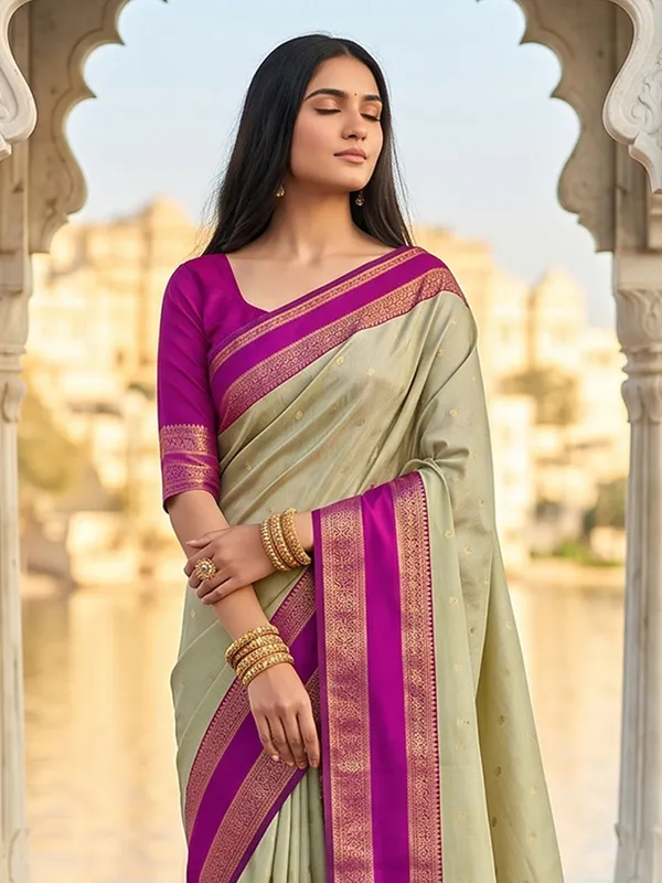 Beige_Rani_Pink_Soft_Silk_Saree_For_Women