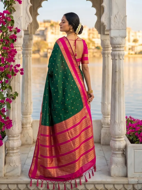 Dark_Green_Rani_Pink_Soft_Silk_Saree_For_Women