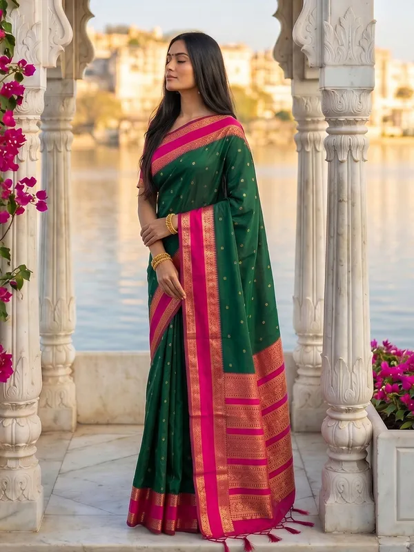 Dark_Green_Rani_Pink_Soft_Silk_Saree_For_Women