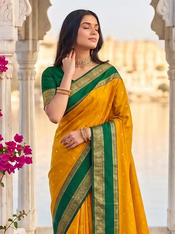 Yellow_Green_Soft_Silk_Festive_Ethnic_Saree_For_Women