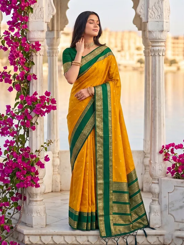 Yellow_Green_Soft_Silk_Festive_Ethnic_Saree_For_Women