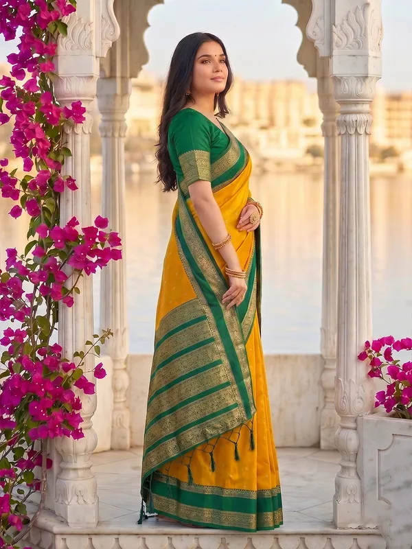 Yellow_Green_Soft_Silk_Festive_Ethnic_Saree_For_Women