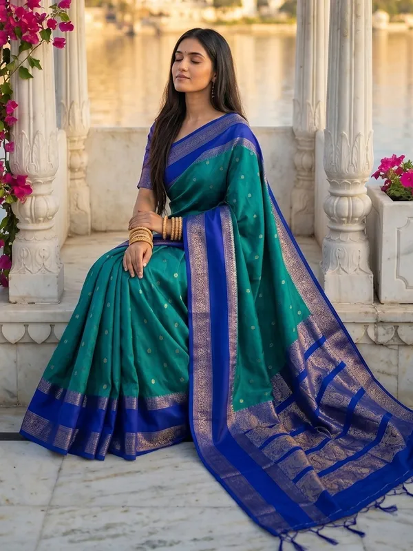 Teal_Navy_Blue_Soft_Silk_Saree_For_Women