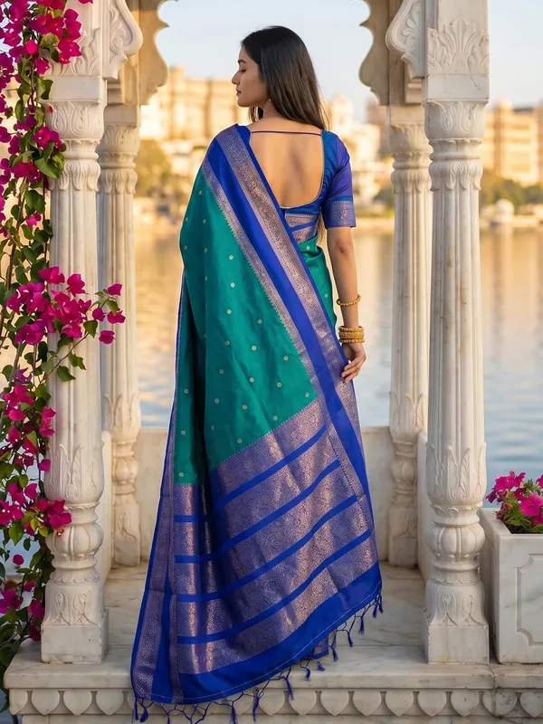 Teal_Navy_Blue_Soft_Silk_Saree_For_Women