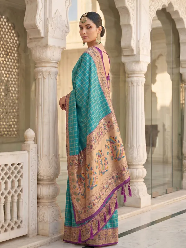 Sea_Green_Banarasi_Silk_Zari_Work_Saree_For_Women