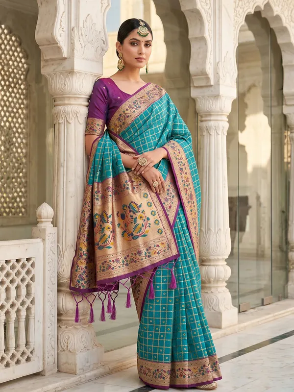 Sea_Green_Banarasi_Silk_Zari_Work_Saree_For_Women