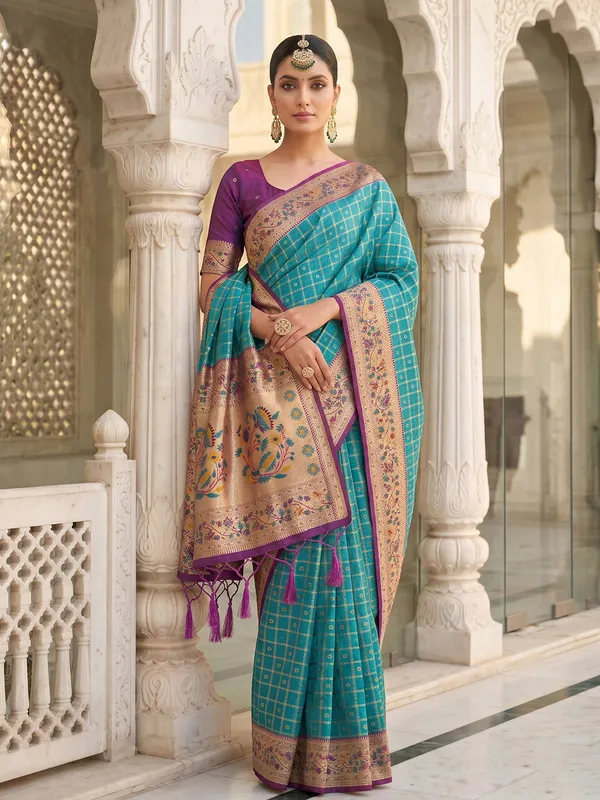 Sea_Green_Banarasi_Silk_Zari_Work_Saree_For_Women