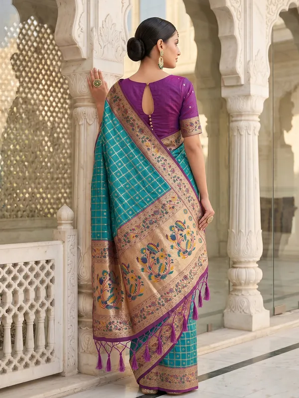 Sea_Green_Banarasi_Silk_Zari_Work_Saree_For_Women