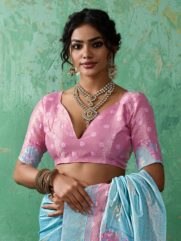 Sky_Blue_Pink_Cotton_Silk_Saree_For_Women
