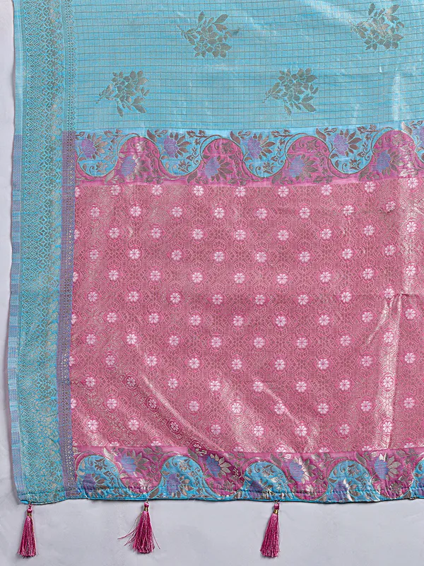 Sky_Blue_Pink_Cotton_Silk_Saree_For_Women