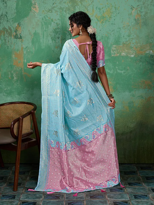 Sky_Blue_Pink_Cotton_Silk_Saree_For_Women