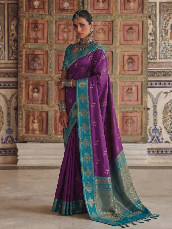 Blue_Banarasi_Soft_Silk_Festive_Saree_For_Women