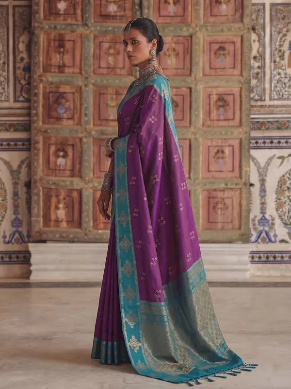 Blue_Banarasi_Soft_Silk_Festive_Saree_For_Women