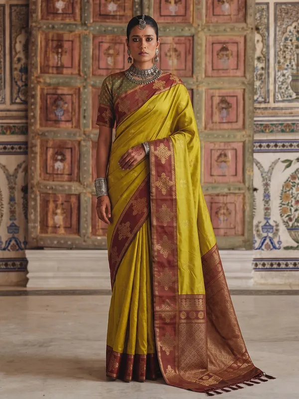 Mustard_Yellow_Banarasi_Soft_Silk_Saree_For_Women