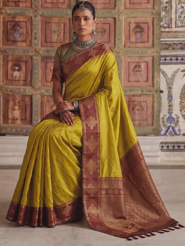 Mustard_Yellow_Banarasi_Soft_Silk_Saree_For_Women