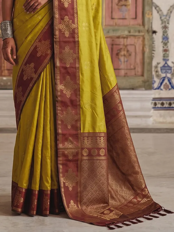 Mustard_Yellow_Banarasi_Soft_Silk_Saree_For_Women