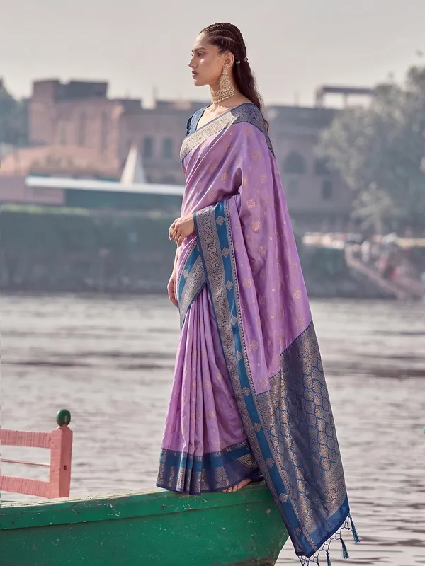 Purple_Banarasi_Silk_Zari_Woven_Saree_For_Women