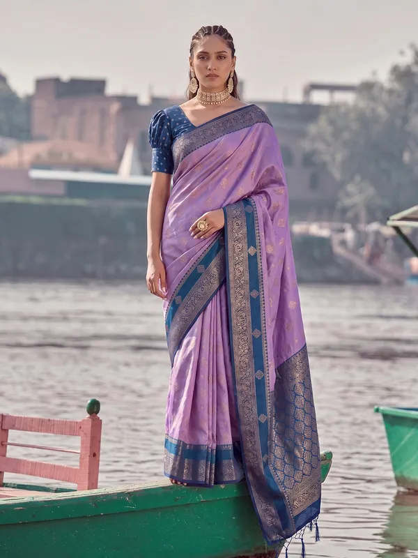 Purple_Banarasi_Silk_Zari_Woven_Saree_For_Women