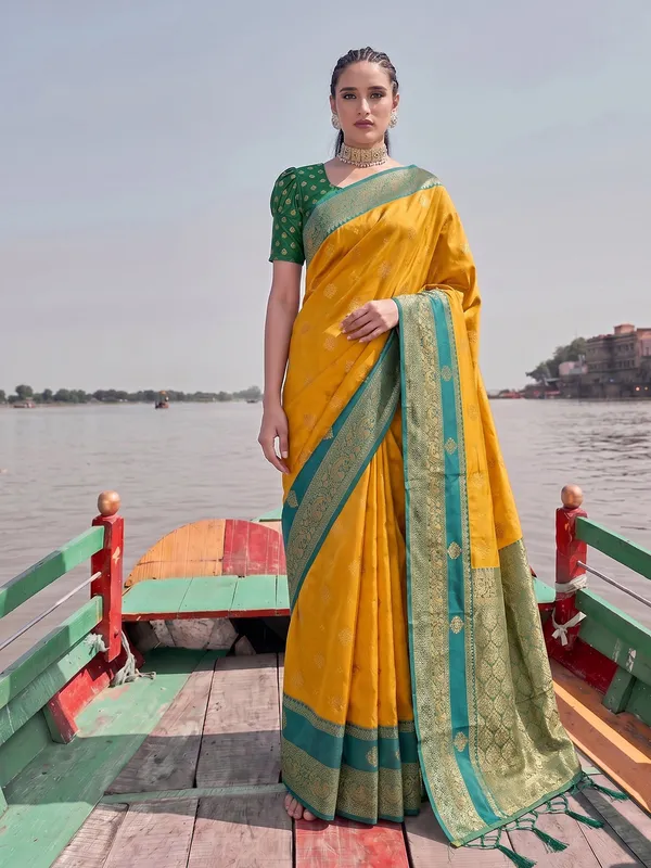 Mustard_Banarasi_Silk_Saree_For_Women