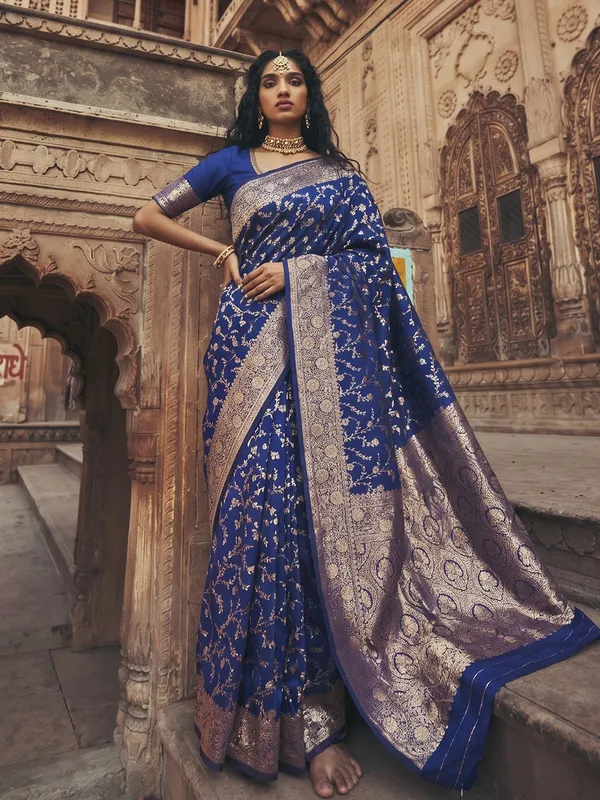 Navy_Blue_Soft_Silk_Festive_Wedding_Saree_For_Women
