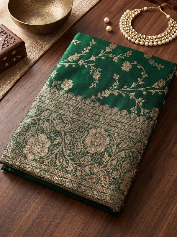 Dark_Green_Soft_Silk_Saree_For_Women