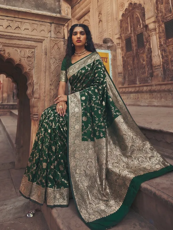 Dark_Green_Soft_Silk_Saree_For_Women