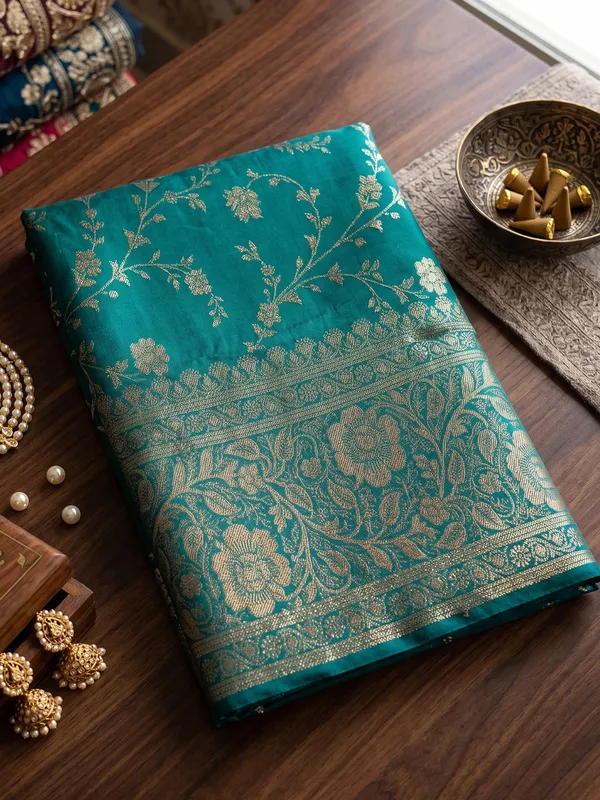 Teal_Green_Soft_Silk_Saree_For_Women