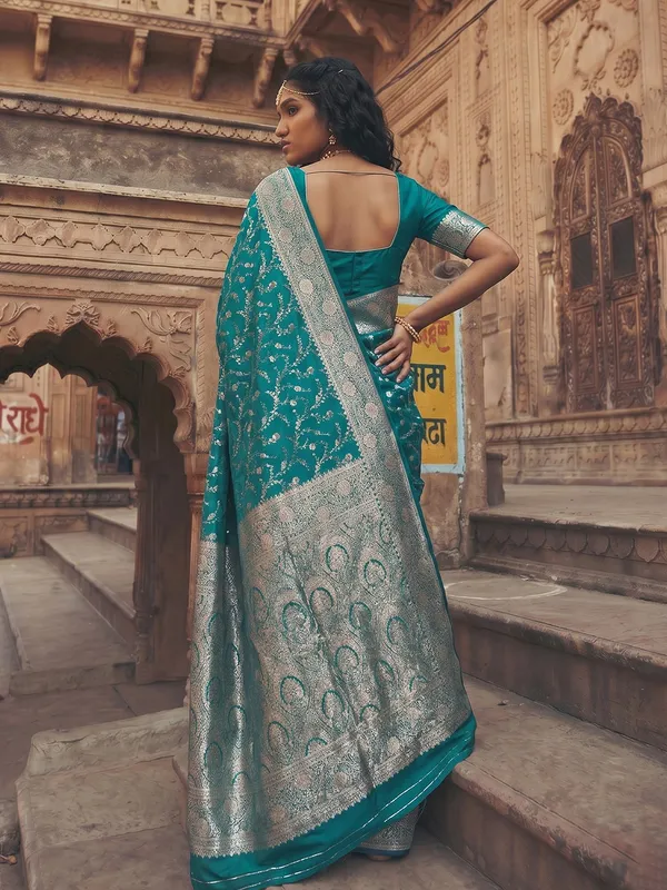 Teal_Green_Soft_Silk_Saree_For_Women