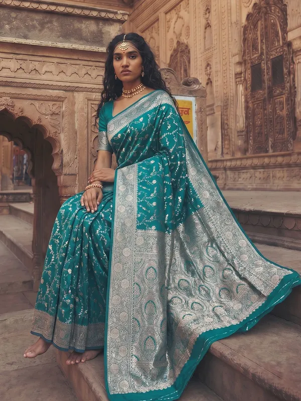 Teal_Green_Soft_Silk_Saree_For_Women