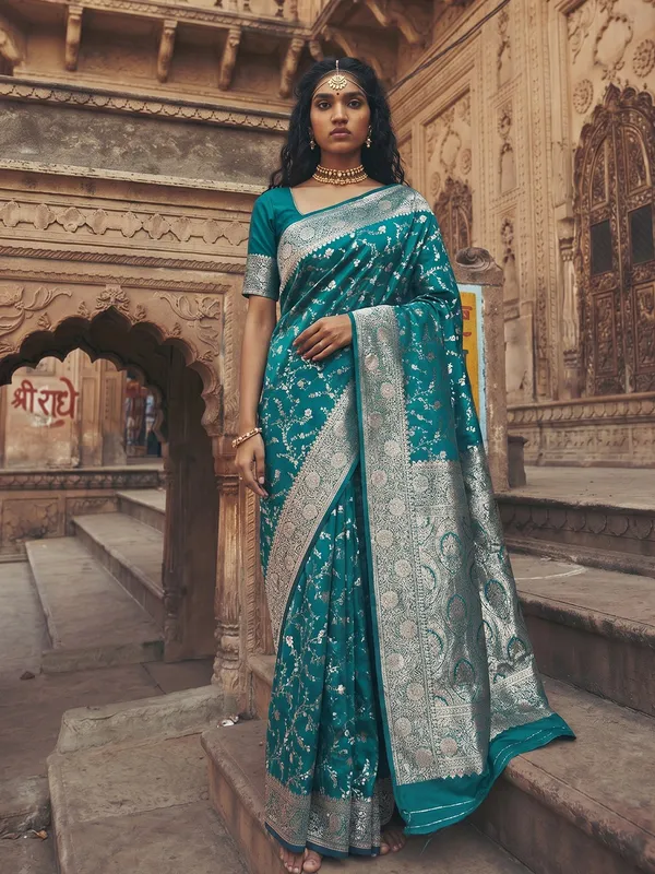 Teal_Green_Soft_Silk_Saree_For_Women
