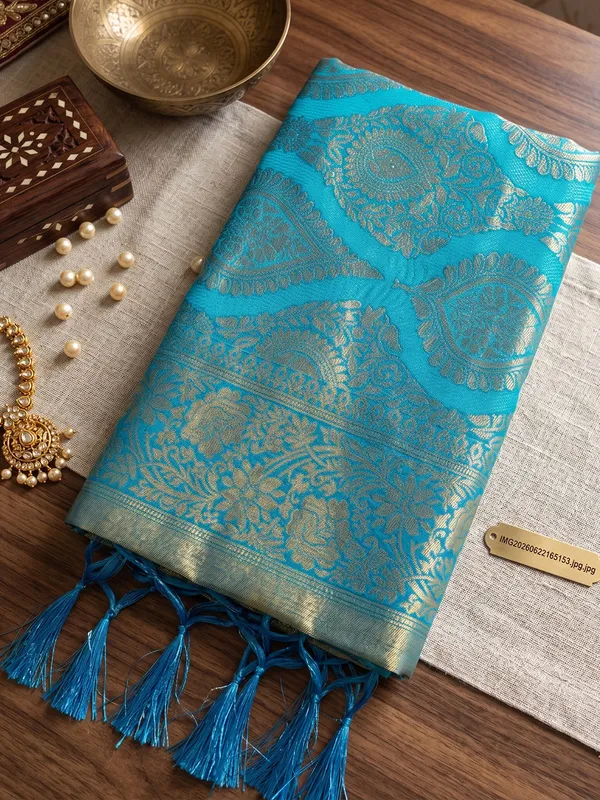 Teal_Blue_Banarasi_Silk_Festive_Wedding_Saree_For_Women