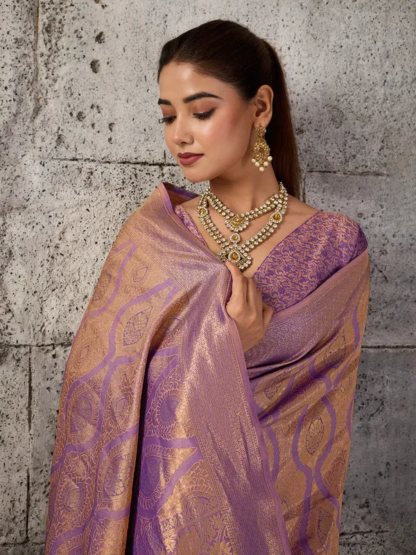 Mauve_Purple_Banarasi_Silk_Saree_For_Women