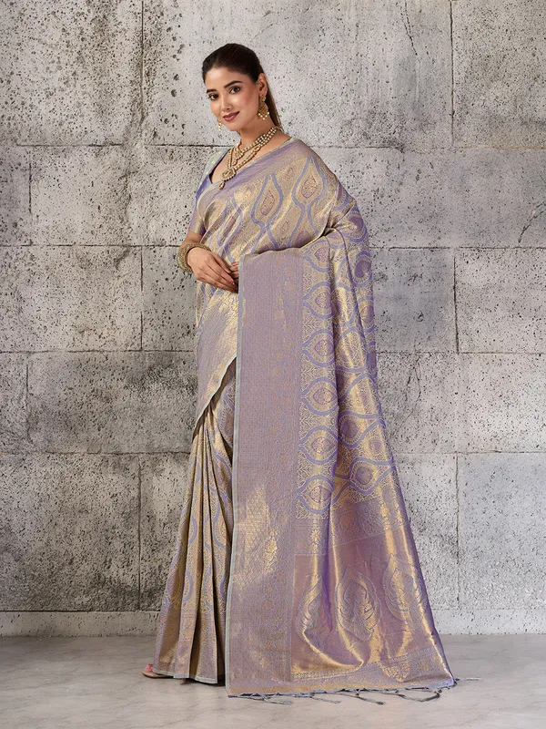 Silver_Grey_Banarasi_Silk_Saree_For_Women