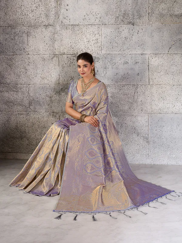 Silver_Grey_Banarasi_Silk_Saree_For_Women