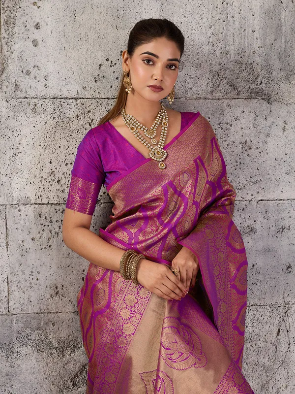 Rani_Pink_Banarasi_Silk_Woven_Saree_For_Women
