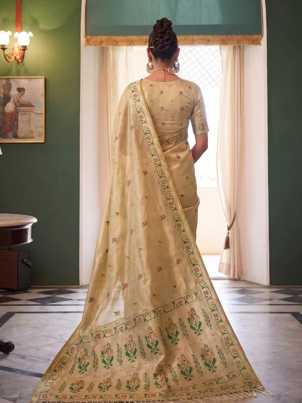 Beige_Tissue_Silk_Festive_Saree_For_Women