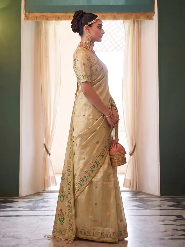 Beige_Tissue_Silk_Festive_Saree_For_Women