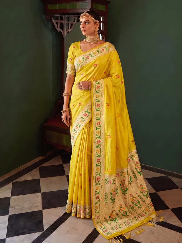 Mustard_Tissue_Silk_Metallic_Sheen_Woven_Saree_For_Women