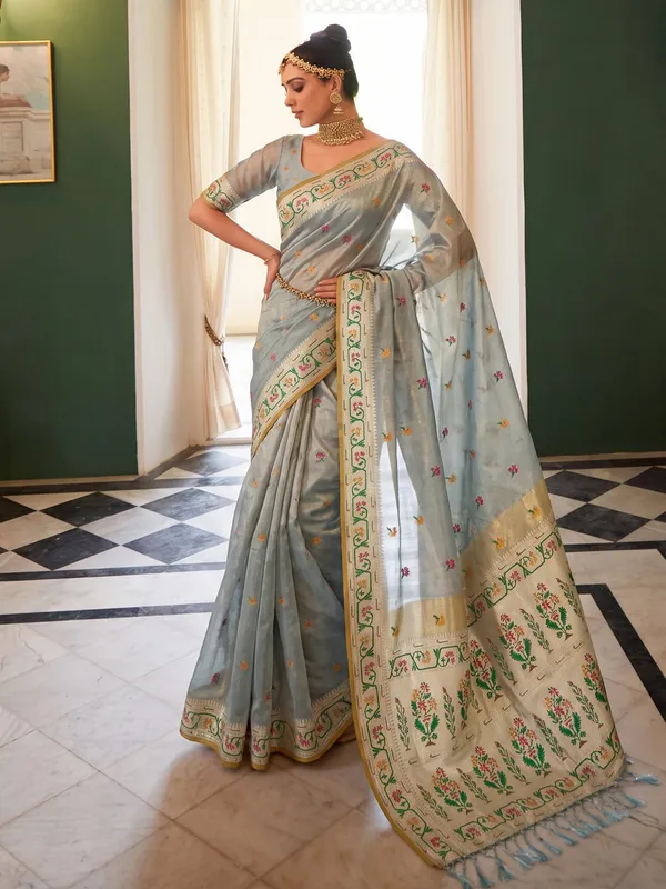 Sky_Blue_Tissue_Silk_Saree_For_Women