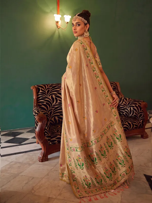Cream_Tissue_Silk_Shimmer_Festive_Saree_For_Women