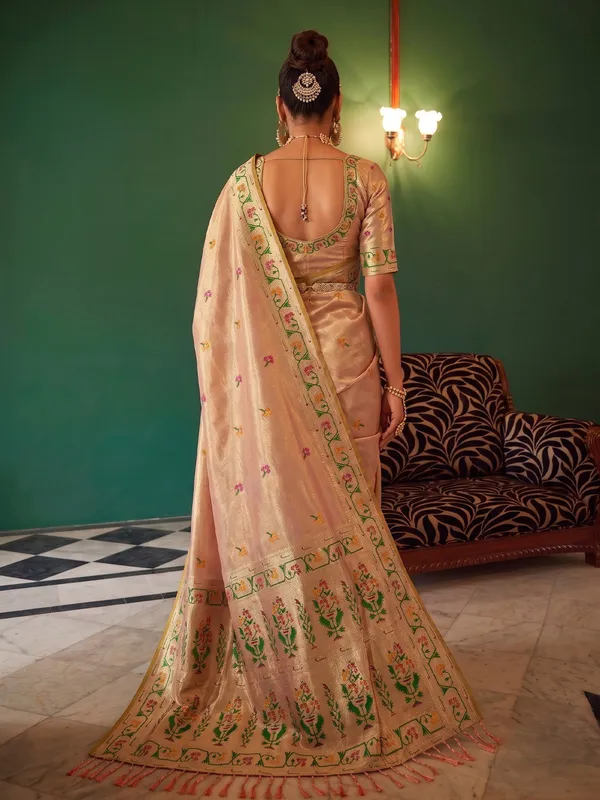 Cream_Tissue_Silk_Shimmer_Festive_Saree_For_Women